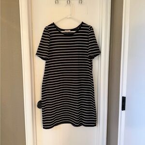 LOFT Black and White Striped Mini Dress